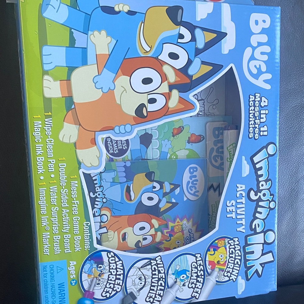 Bluey mess free activity bundle imagine ink, and water painting book